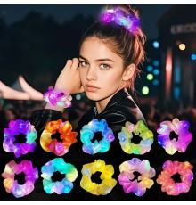 Soft Mavi Renk Led Işıklı Lastikli Saç Tokası - 3 Modlu Festival Parti Saç Tokası