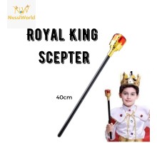 Çocuk Boy Altın Renk Kral Tacı ve Kırmızı Topuzlu Kral Asası
