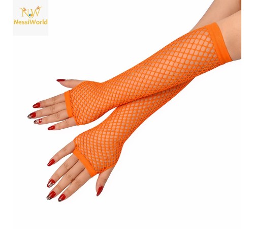 80’ler 90’lar Retro Turuncu File Parmaksız Eldiven 26 cm
