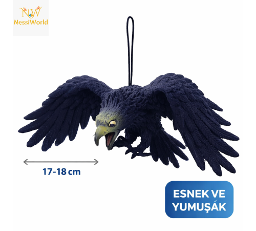 Asılabilir Lateks Kartal Dekor Süsü Siyah 17-18 cm