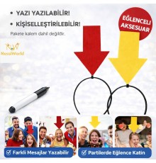 Kişiselleştirilebilir Ok İşaretli Mesaj Tacı (2’li Set Sarı-Kırmızı)