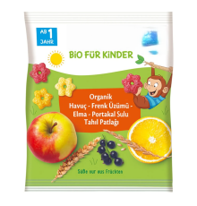 Organik Havuç Frenk Üzümü Elma Portakal Sulu Tahıl Patlağı 30 Gr