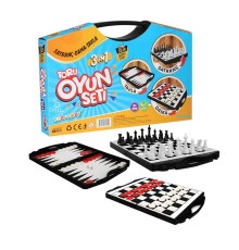 Toru 3 in 1 Çantalı Oyun Seti Satranç-Dama-Tavla