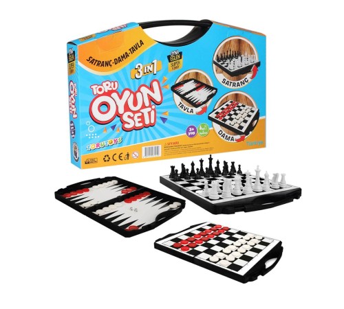 Toru 3 in 1 Çantalı Oyun Seti Satranç-Dama-Tavla