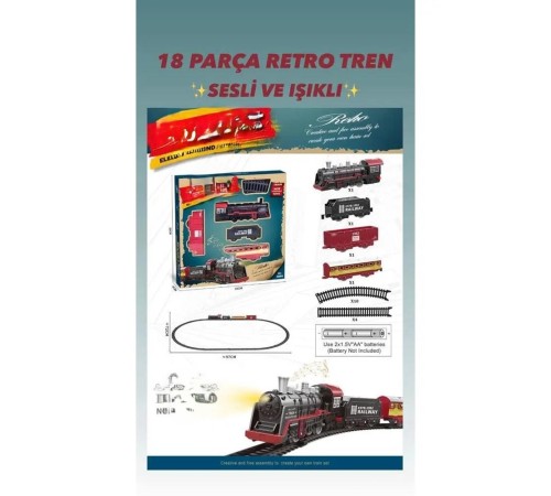 BJ2308A 18 PARÇA SESLİ IŞIKLI RETRO TREN
