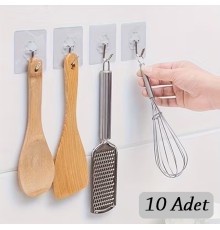 10 ADET Kendinden Yapışkanlı Şeffaf Askı