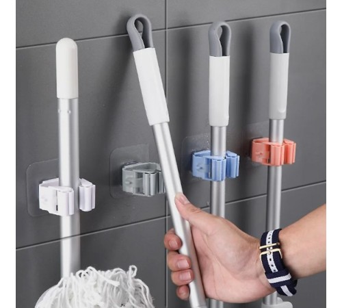 Yapışkanlı Pratik Mop Tutucu 4 Adet Beyaz