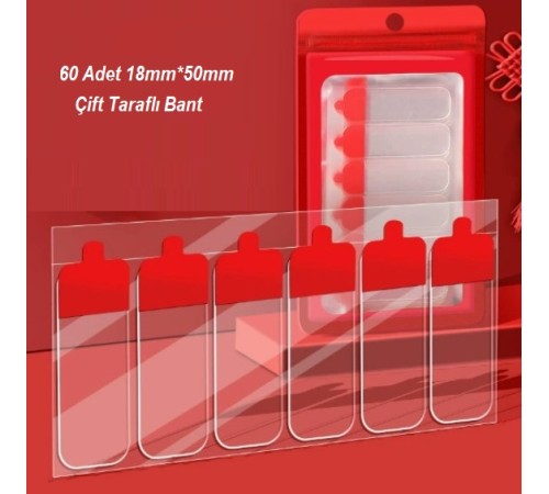 60 Parça Kolay Açılır Güçlü Çift Taraflı Bant 18mm*50mm