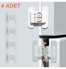4 Adet Buzdolabı, Çekmece ve Dolap Kapağı Çocuk Kilidi