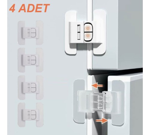 4 Adet Buzdolabı, Çekmece ve Dolap Kapağı Çocuk Kilidi
