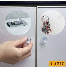 4 Adet Kristal Tasarımlı Çok Amaçlı Yapışkanlı Tutacak Buton