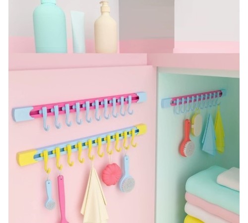 10 Kancalı Raylı Mutfak ve Banyo Düzenleyici Askı 30 cm