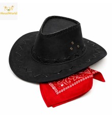 Çocuk Kovboy Şapka Siyah & Kırmızı Bandana Seti