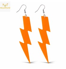80’ler 90'lar Retro Neon Turuncu Şimşek Küpe 10 cm