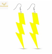 80’ler 90'lar Retro Neon Sarı Şimşek Küpe 10 cm