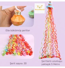 30 Şeritli Renkli Elle Atılan Konfeti – 5 Metre Uzayan Şerit Konfeti 1 Adet