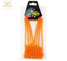 Neon Turuncu Boncuk Kolye 80 cm – Retro 80’ler 90’lar Parti Aksesuarı