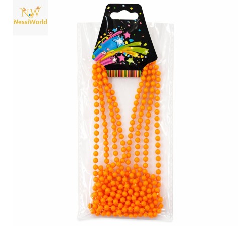 Neon Turuncu Boncuk Kolye 80 cm – Retro 80’ler 90’lar Parti Aksesuarı