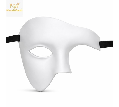 Beyaz Yarım Erkek Maske – Phantom Parti & Balo Maskesi