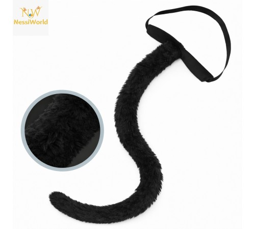 Siyah Peluş Kuyruk Şekil Verilebilir 70 cm