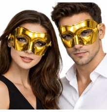 Metalize Parlak Parti Maskesi Altın Gold Renk 16x7 cm