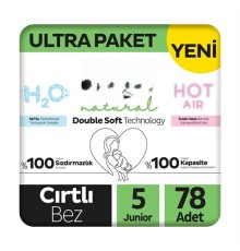 Natural Double Soft Bebek Bezi Ultra Paket 5 Beden 78 Adet