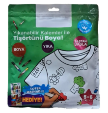 Kalem Hediyeli Boyanabilir Tişört 5-6 Yaş