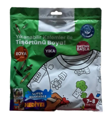Kalem Hediyeli Boyanabilir Tişört 7-8 Yaş