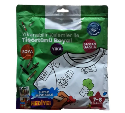 Kalem Hediyeli Boyanabilir Tişört 7-8 Yaş