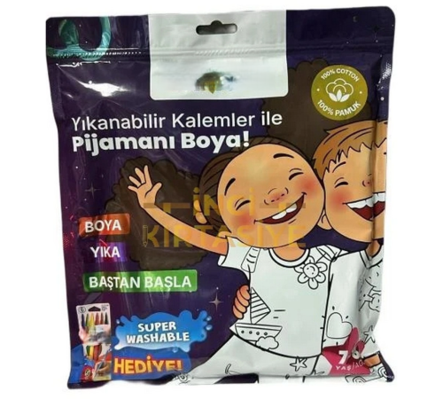 Kalem Hediyeli Boyanabilir Pijama 7-8 Yaş