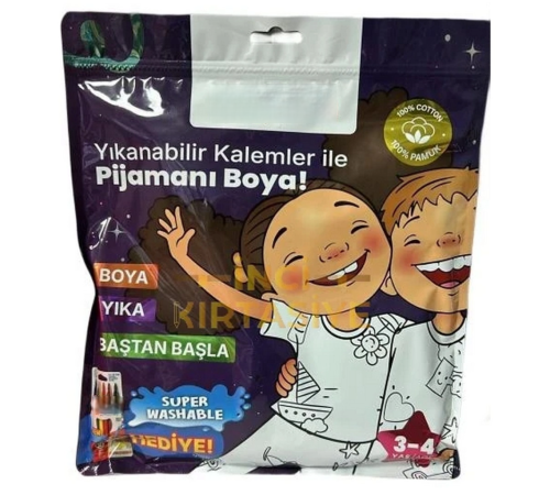 Kalem Hediyeli Boyanabilir Pijama 3-4 Yaş
