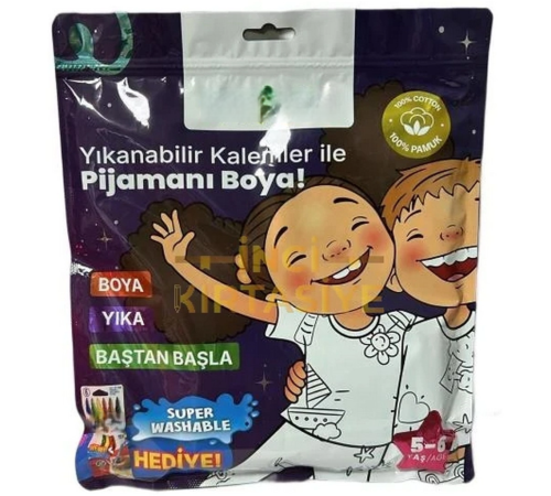 Kalem Hediyeli Boyanabilir Pijama 5-6 Yaş