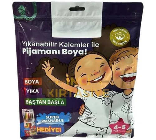Kalem Hediyeli Boyanabilir Pijama 4-5 Yaş