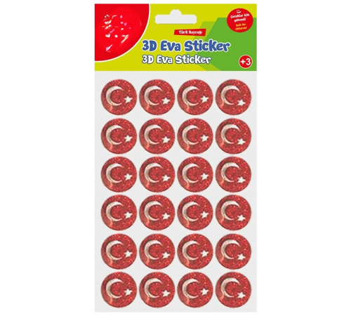 Simli Eva Sticker Ay Ve Yıldız 24'lü Sticker