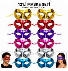 Metalik Venedik Toptan Parti Maskesi Seti – 6 Renk Karışık
