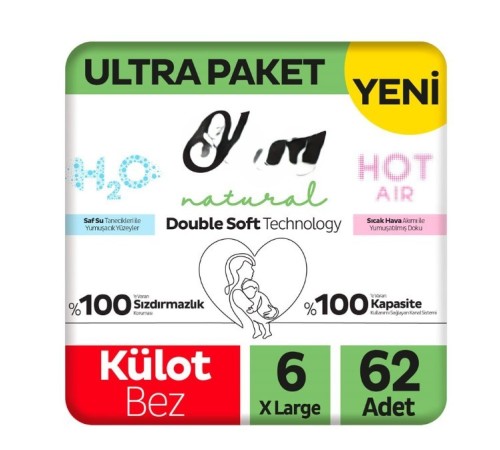 Natural Double Soft Külot Bez Ultra Paket 6 Beden 62 Adet