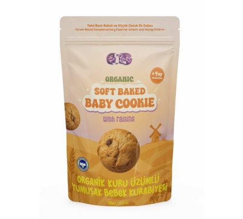 Organik Kuru Üzümlü Yumuşak Bebek Kurabiyesi 125g