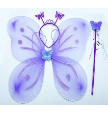 Lila Mor Kız Seti – 50 cm Kanadı, Taç ve Asa
