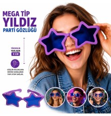 Mega Tip Yıldız Parti Gözlüğü Mor Renk