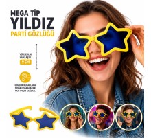 Mega Tip Yıldız Parti Gözlüğü Sarı Renk