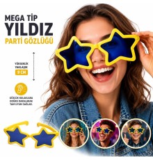 Mega Tip Yıldız Parti Gözlüğü Sarı Renk