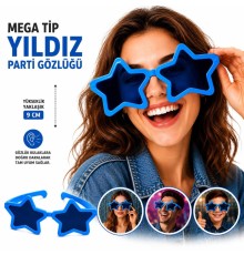 Mega Tip Yıldız Parti Gözlüğü Mavi Renk