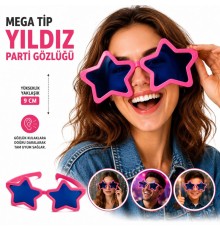 Mega Tip Yıldız Parti Gözlüğü Pembe Renk