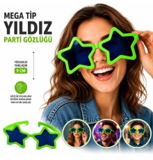 Mega Tip Yıldız Parti Gözlüğü Yeşil Renk