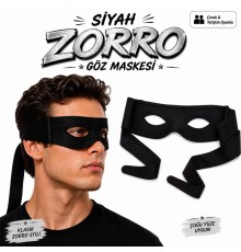Siyah Zorro Göz Maskesi – Bağlamalı Parti ve Kostüm Aksesuarı