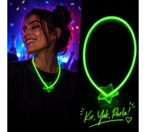 Glow Yıldız Kolye Neon Fosforlu Işıklı Kolye Yeşil Renk