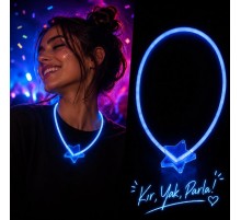 Glow Yıldız Kolye Neon Fosforlu Işıklı Kolye Mavi Renk