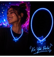 Glow Yıldız Kolye Neon Fosforlu Işıklı Kolye Mavi Renk