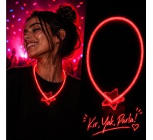 Glow Yıldız Kolye Neon Fosforlu Işıklı Kolye Kırmızı Renk