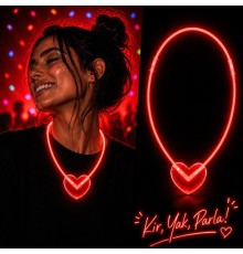 Neon Işıklı Fosforlu Kalp Parti Kolyesi Kırmızı Renk